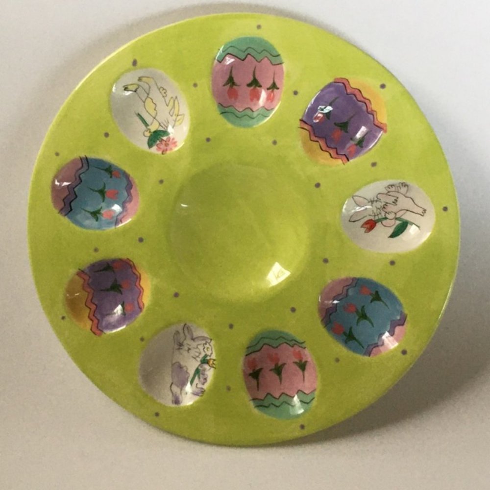 Easter deviled egg serving platter ceramic - Picture 5 of 5